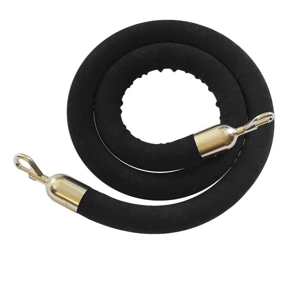 Montour Line Velvet Hanging Shanchtion‎ 6 foot black rope and polish brass Snap
